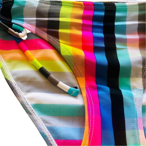 Raisins Neon Stripe Mesh Tie Bikini Bottoms NWT - Picture 4 of 12